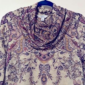 Asymmetrical cowl neck sweater